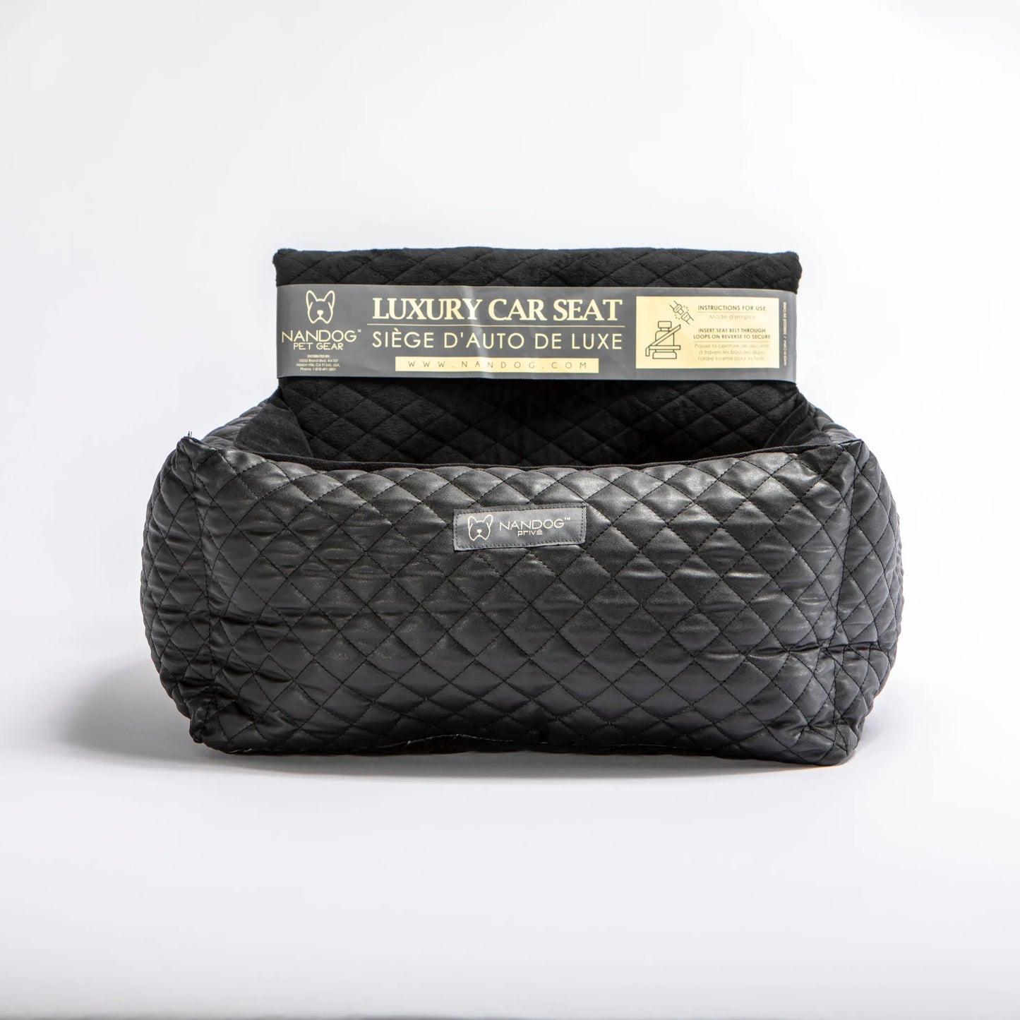 Black Leather Car Seat Quilted (Vegan)