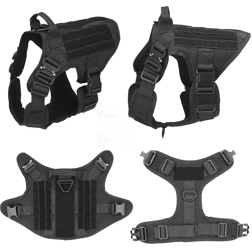 Metal Buckle Tactical Dog Harness and Leash