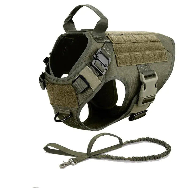 Metal Buckle Tactical Dog Harness and Leash