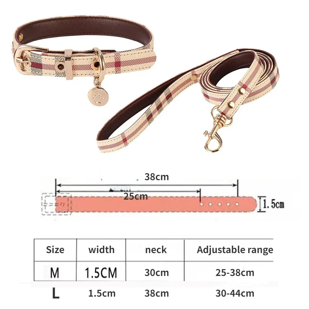 Posh Leather Pet Collar and Leash Set