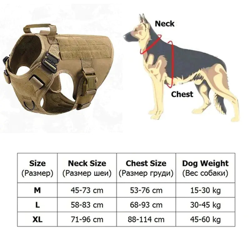 Metal Buckle Tactical Dog Harness and Leash