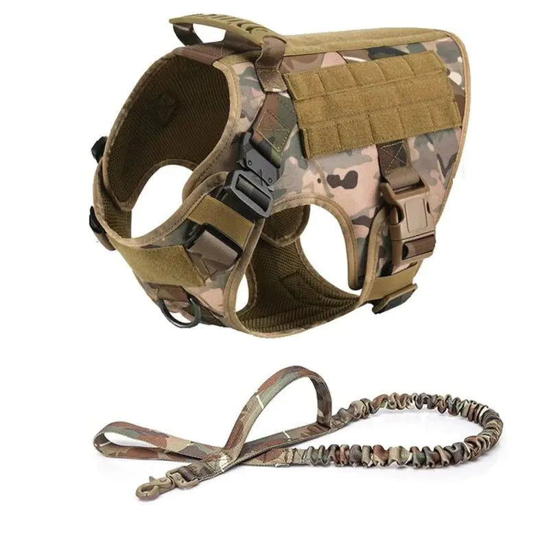 Metal Buckle Tactical Dog Harness and Leash