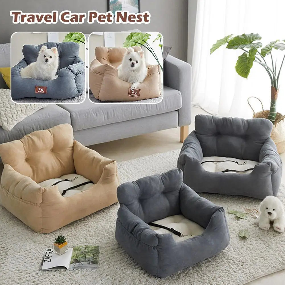 Dog Car Seat Bed Portable Travel Carrier Bed For Small Medium Pets, All Season Safety Car Seat Nest Kennel Pet Booster Car