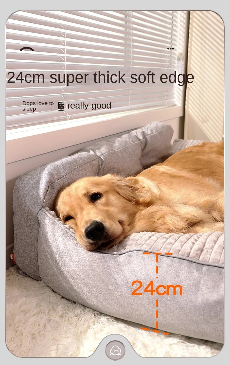 Comfortable Beds for Large Dogs Machine Washable Waterproof Dog Bed L Shape Foam Dog Beds Spacious Mat for Multiple Dogs Family