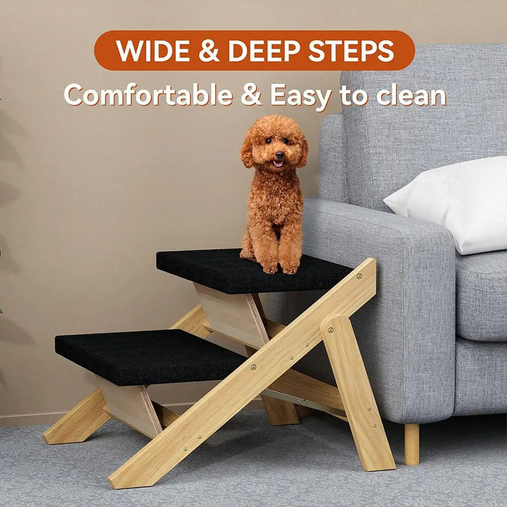 Wooden Foldable Dog Steps Anti-Slip Ramp Ladder Stairs Pet Bed Lightweight Dog Stairs Durable Dog Ramp For Old Cats Small Dog