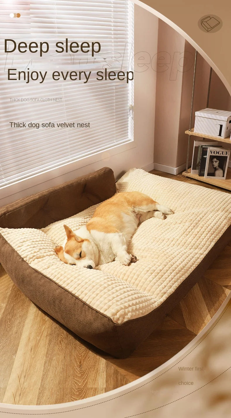 Comfortable Beds for Large Dogs Machine Washable Waterproof Dog Bed L Shape Foam Dog Beds Spacious Mat for Multiple Dogs Family