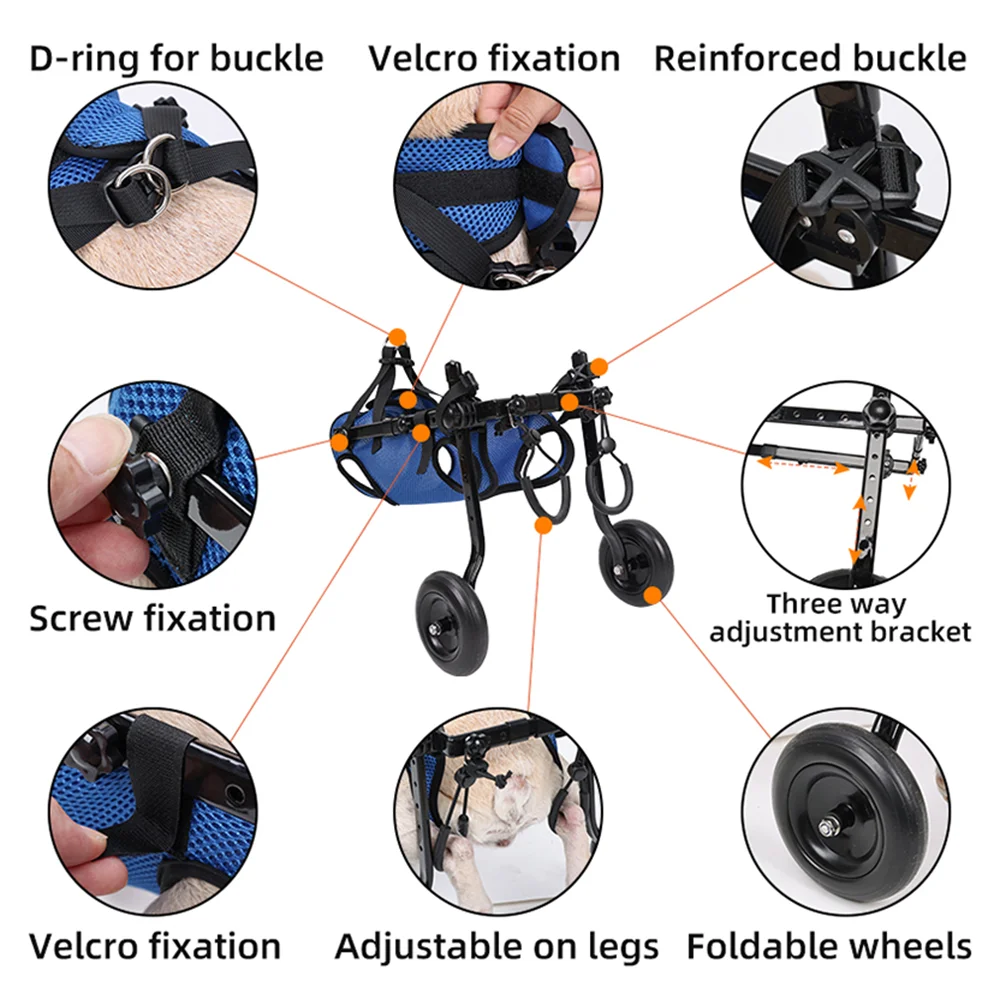 Pet Walk Booster Dog Wheelchair Disability Adjustable Dog Hind Legs Bracket Cat Dog Injured And Weak Rehabilitation Aid Car