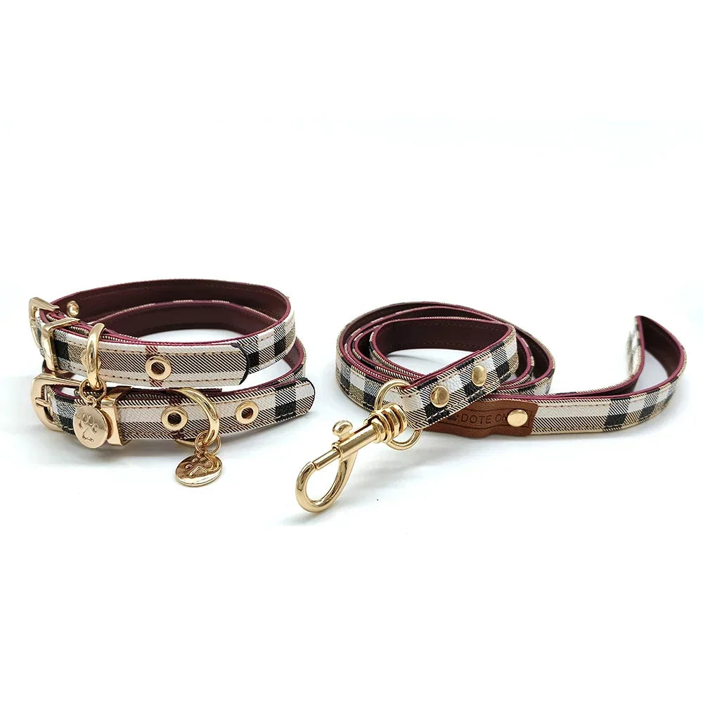 Posh Leather Pet Collar and Leash Set