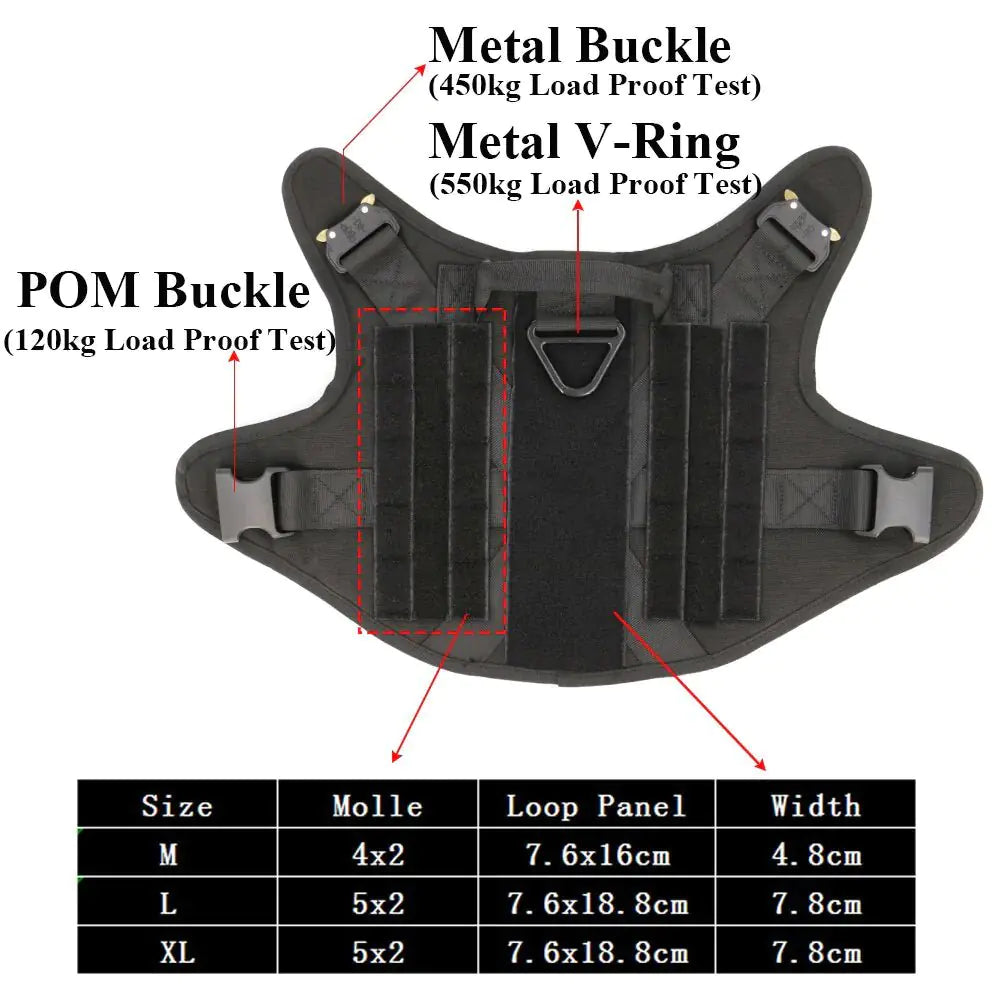 Metal Buckle Tactical Dog Harness and Leash