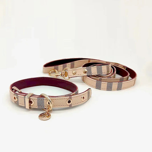 Posh Leather Pet Collar and Leash Set